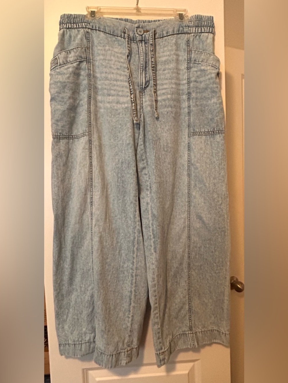 SO Light Blue 100% cotton Denim very Wide Leg beach boho jeans